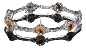 Certified Natural 8.16cts vs F Diamond Yellow Sapphire 18k Solid Gold Tennis Stacking Bracelet