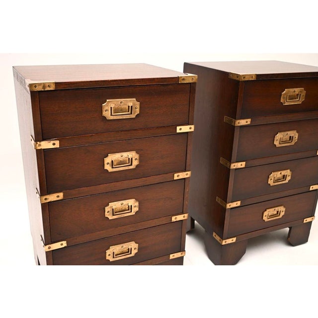 Antique Military Campaign Style Bedside Chests, 1930, Set of 2 For Sale - Image 9 of 11