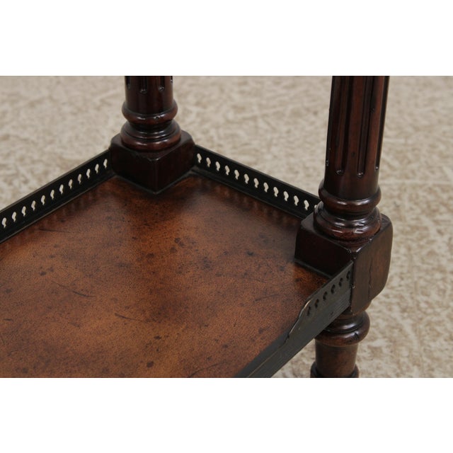 Theodore Alexander 2 Tier Leather Wrapped Console Table For Sale - Image 10 of 16