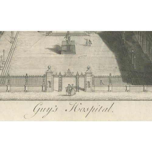 W.H. Toms, Guys Hospital London, Birds-Eye View, 1739, Print For Sale - Image 4 of 10