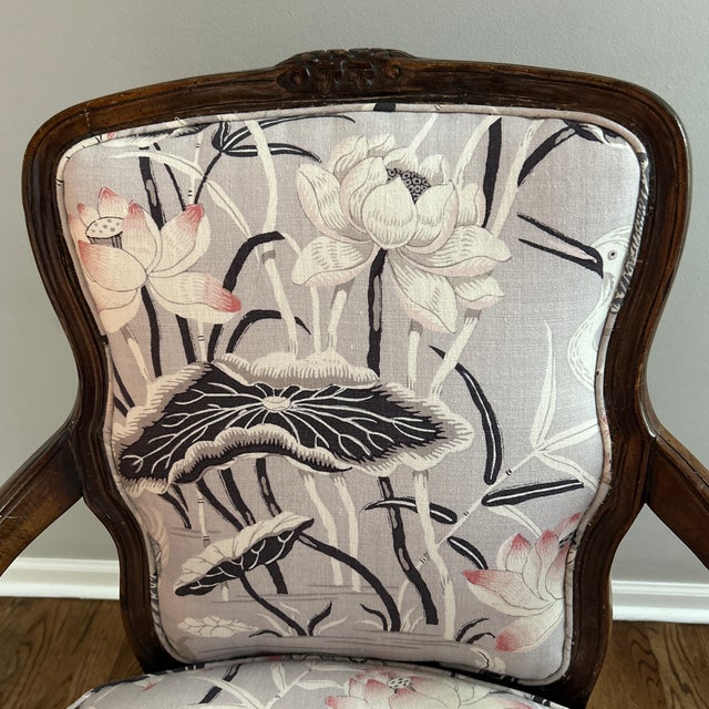 Schumacher Lotus Garden Upholstered Bergere Chair For Sale In Chicago - Image 6 of 8