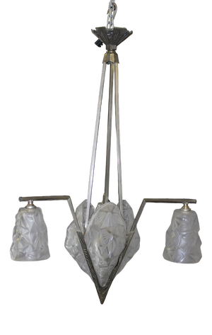 Art Deco Plate Chandelier by Degué, 1930s