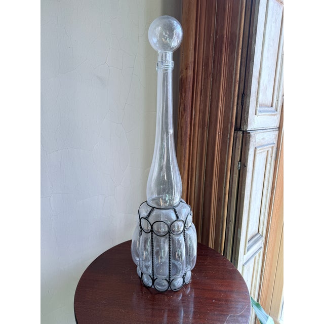 Mid-20th Century Italian Caged Blown Glass Decanter With Glass Stopper For Sale - Image 9 of 10