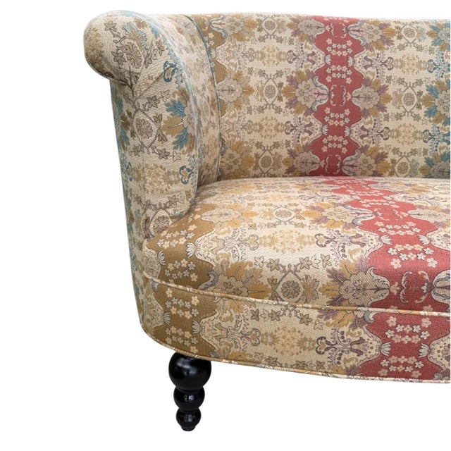 Textile 1960s Queen Anne Brocade Love Seat Sofa Couch For Sale - Image 7 of 13