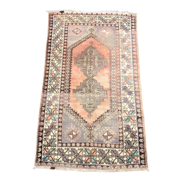 Vintage Turkish Oushak Faded Orange and Gray Rug For Sale