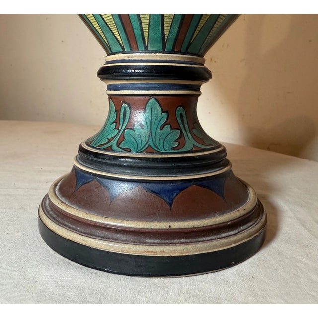 Huge Antique Handmade Armorial German Painted Pottery Beer Pitcher Stein Ewer For Sale - Image 18 of 18