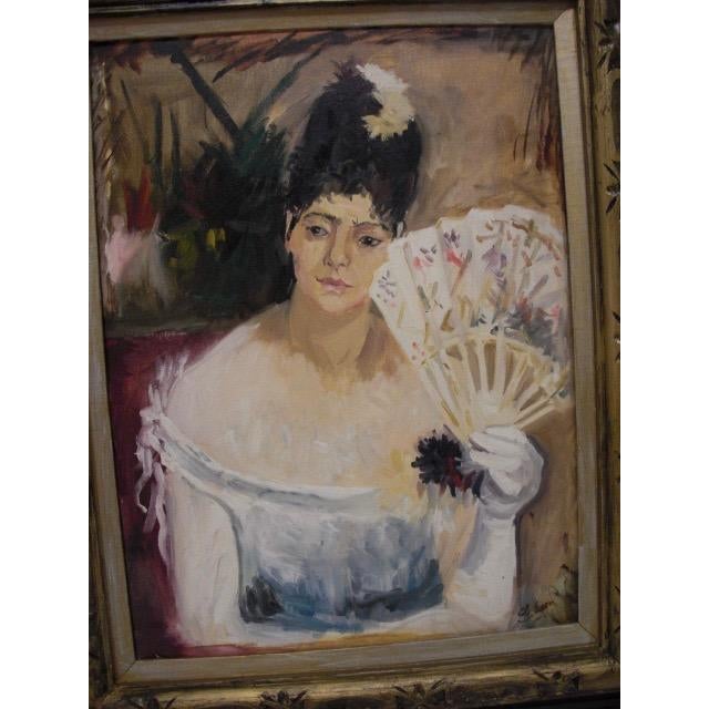 Vintage "At the Ball 1875" by Berte Morisot Reproduction Framed Painting For Sale - Image 4 of 8