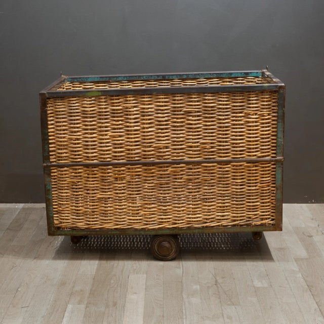 Mid 20th Century Large Belgian Factory Cotton Rolling Cart C.1940 For Sale - Image 5 of 10