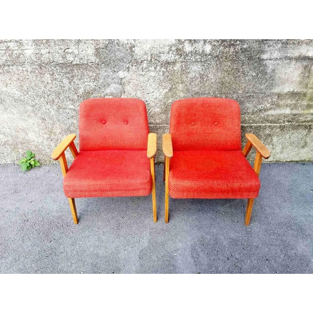 Wood Set of Mid-Century Polish Model 366 Armchairs attributed to Józef Chierowski, 1960s For Sale - Image 7 of 10
