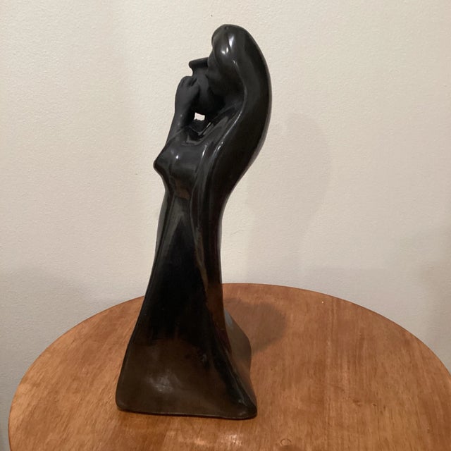 Vintage Early 20th Century Black Ceramic Woman With Water Jag Figurine Sculpture For Sale In Chicago - Image 6 of 13