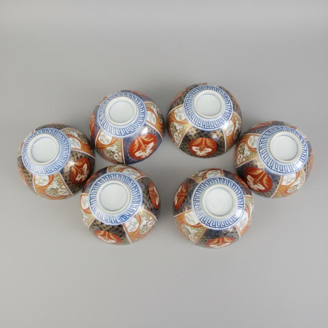 Japanese Imari Porcelain Covered Rice or Soup Bowl With Lid Set of 6 For Sale - Image 16 of 18