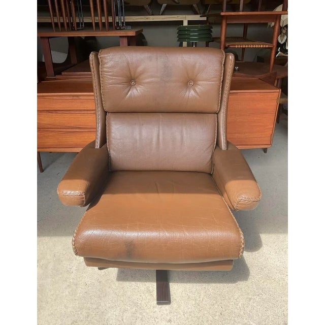 Mid-Century Modern Danish Bison Leather Armchair For Sale - Image 11 of 18