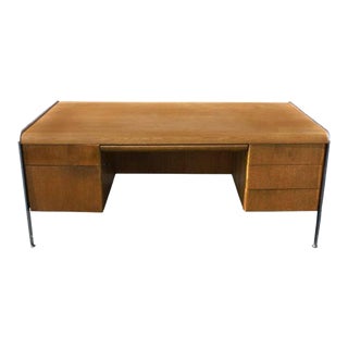 Vintage Mid-Century Modern Desk With Chrome Trim and Legs For Sale