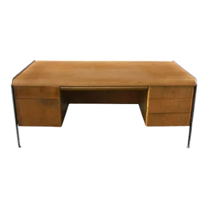 Vintage Mid-Century Modern Desk With Chrome Trim and Legs