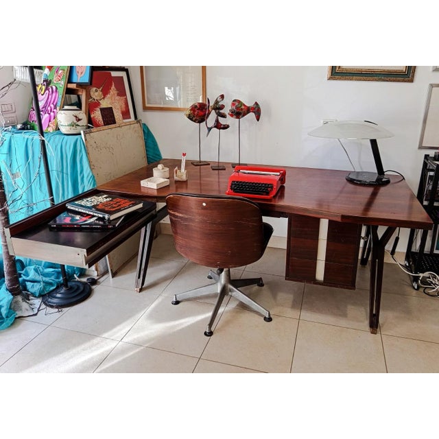Mid-Century Modern Executive Desk and Tolomeo Chair by Ico Parisi for Mim Roma, 1960s, Set of 2 For Sale - Image 3 of 18