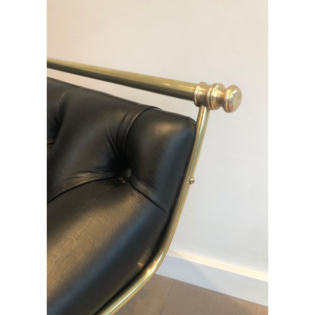 1940s Brass Stool with Claw Feet and Leather Seat For Sale - Image 10 of 12