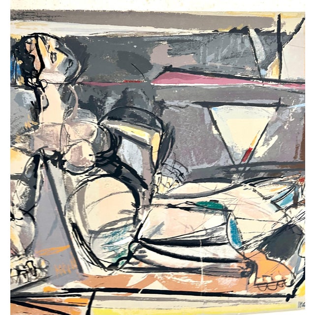 Cubism Max Weber, American Modernist Cubist Lithograph Screenprint "Reclining Woman" Max Weber, 1956 For Sale - Image 3 of 13