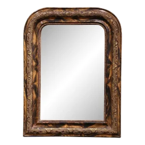 19th Century Louis Philippe Faux Burl Wood and Gilt Wall Mirror With Vine Decor