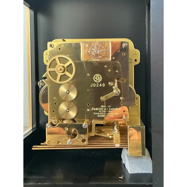 Wood Vintage Comitti of London Floral Mantle Clock For Sale - Image 7 of 9