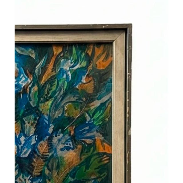 Abstract “Night Flowers” 1967 Acrylic Imprint by Bunny Halligan For Sale - Image 3 of 7