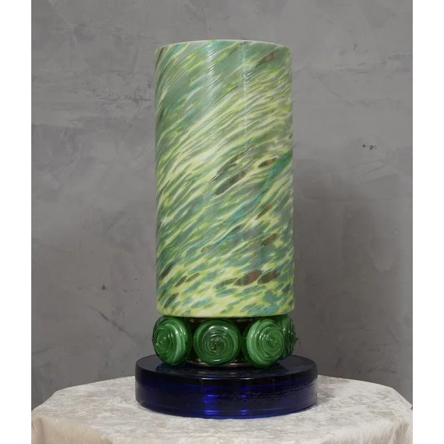 Green & Blue Murano Glass Table Lamp, 1980s For Sale - Image 6 of 10