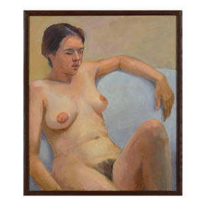 Seated Female Nude Figure in Oil on Canvas by George Wishon