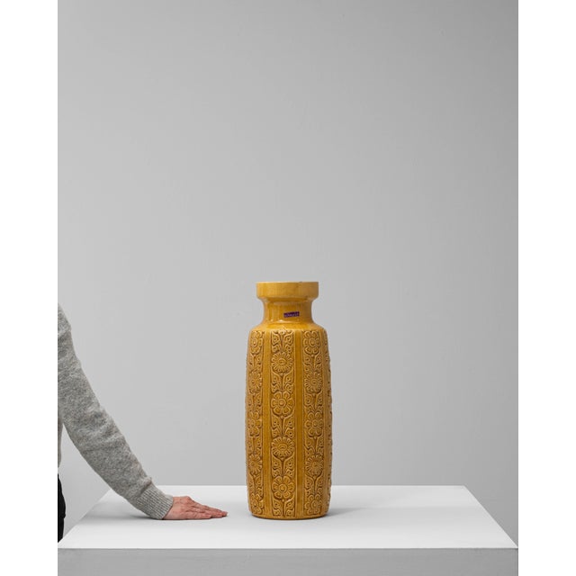 1960s German W. Germany Mid-Century Modern Yellow Mustard Ceramic Vase For Sale - Image 17 of 18