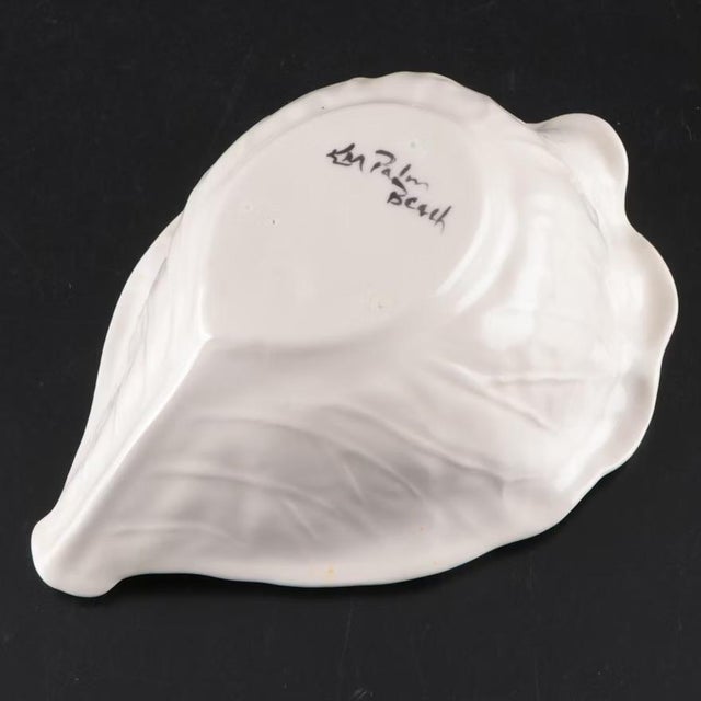 Vintage Majolica-Style White Cabbage Leaf Dessert Bowls, set of 12 For Sale - Image 11 of 11