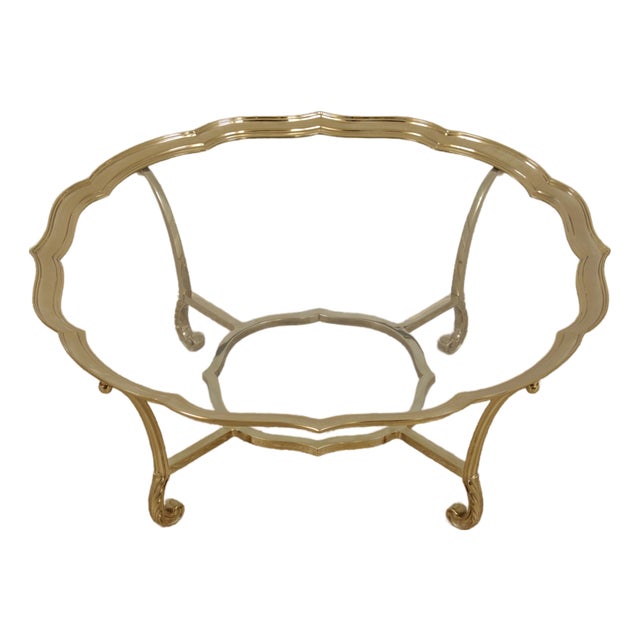 Labarge Brass & Glass Cocktail Coffee Table For Sale