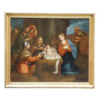 The Adoration of the Magi or the Nativity of the Baby Jesus, 1700, Oil on Canvas, Framed For Sale