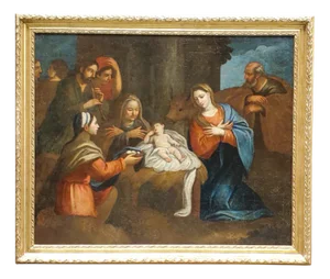 The Adoration of the Magi or the Nativity of the Baby Jesus, 1700, Oil on Canvas, Framed