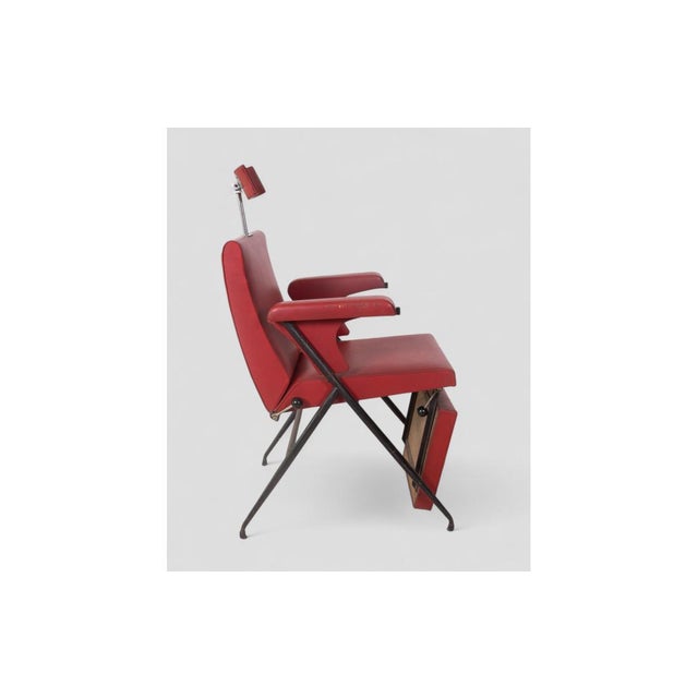 Vintage Real Dorica Hairdresser Chair in Red Faux Leather, 1960s For Sale - Image 4 of 9