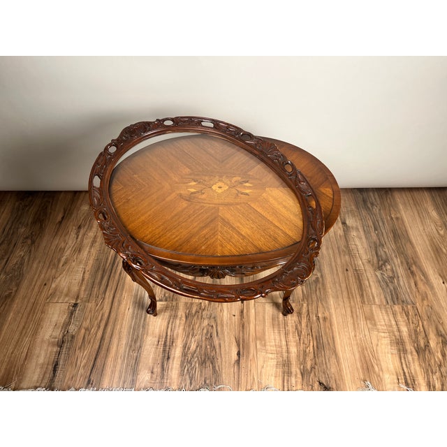 Vintage Louis XVI Style Butlers Table With Removable Glass Tray For Sale - Image 11 of 11