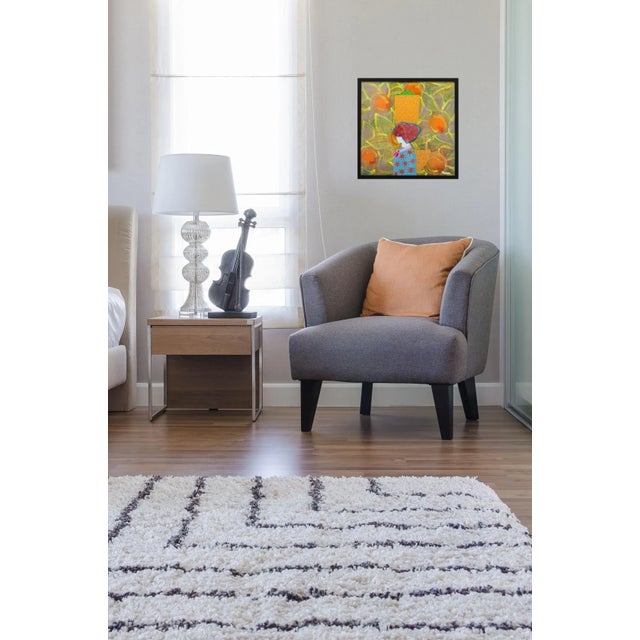 Donna Con Capo Fiorito - Framed Original Artwork by Beddru, Figurative Colorful Textured Portrait For Sale - Image 10 of 10