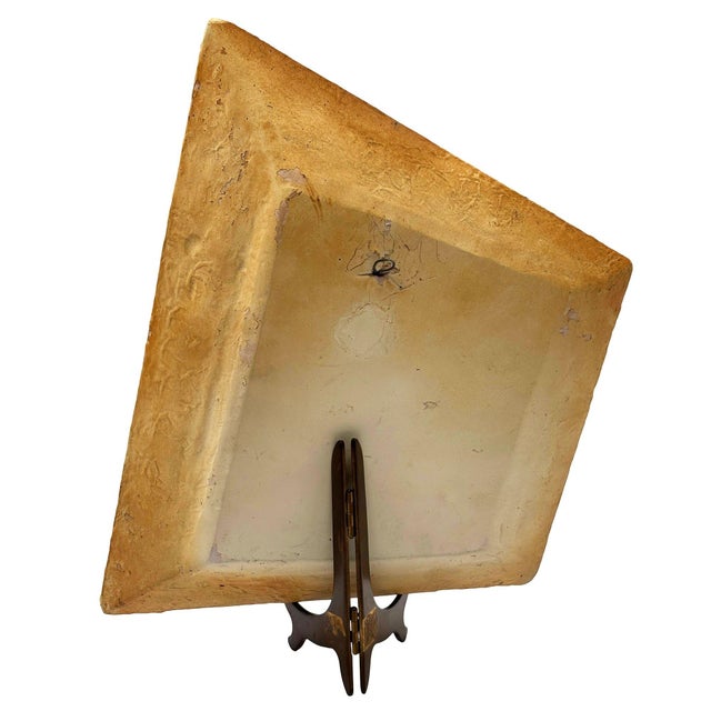 1950s Rare MCM Tropical Hula Girl & Ukulele Boy Art Pottery 3d Wall Sculptural, Pair For Sale - Image 11 of 13