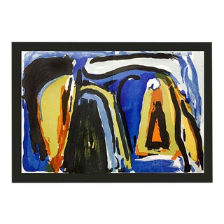 Bram Van Velde Original Lithograph, Limited Ed., 1975 With Frame Included For Sale