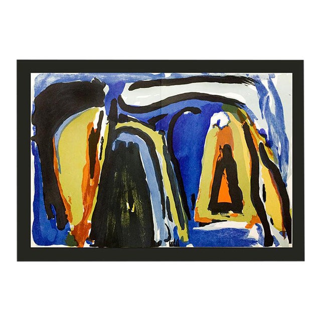 Bram Van Velde Original Lithograph, Limited Ed., 1975 With Frame Included For Sale