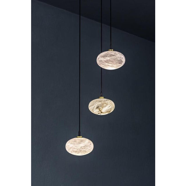 Black Oval Pendant Lamp by United Alabaster For Sale - Image 8 of 13