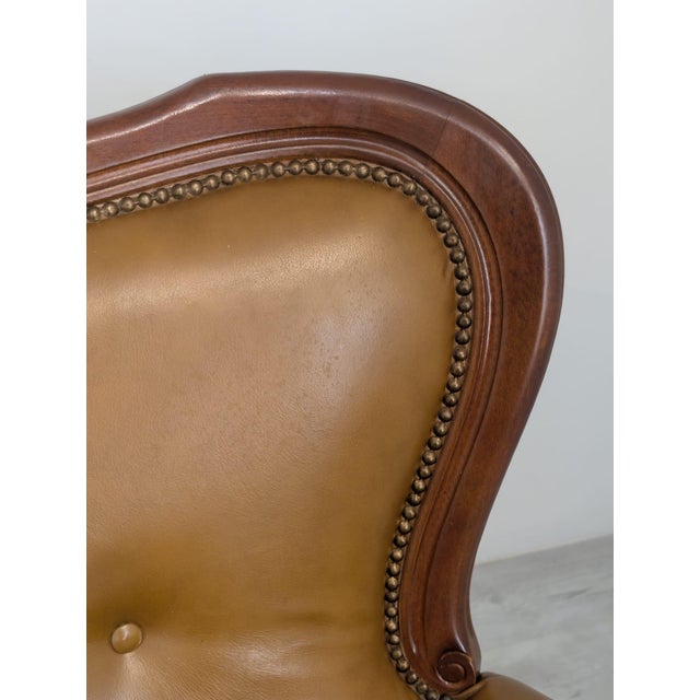 Wood Chippendale Leather Two-Seater Sofa, 1960s For Sale - Image 7 of 17