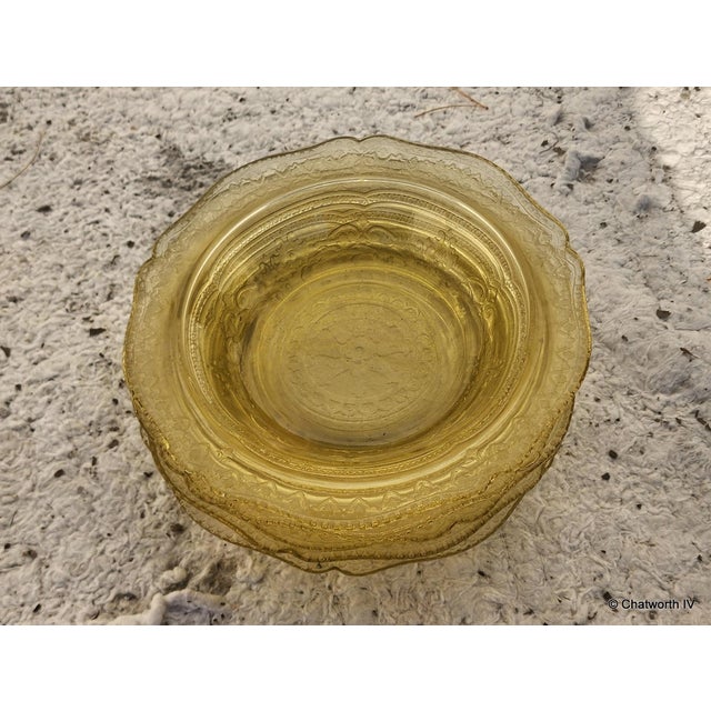 Federal Glass 5 Art-Deco Federal Glass Co 1930s Depression Era Amber Spoke Patrician Bowls For Sale - Image 4 of 9