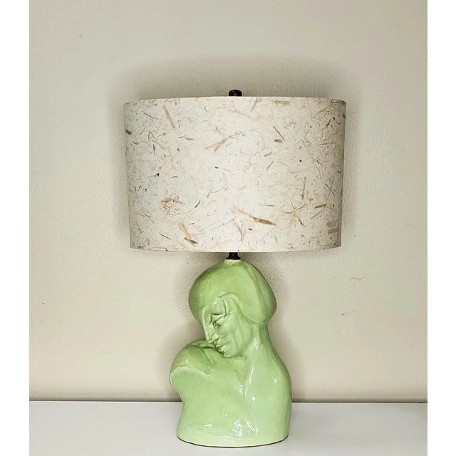 Green Glazed Art Deco Bust With Shade. For Sale In Austin - Image 6 of 6
