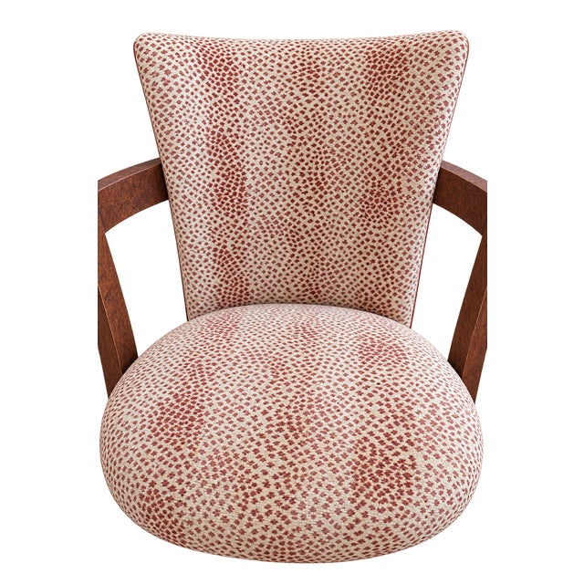 Swaim Set of 4 Swaim Griswold Transitional Swivel Bar Stools in Cowtan & Tout Fabric For Sale - Image 4 of 7