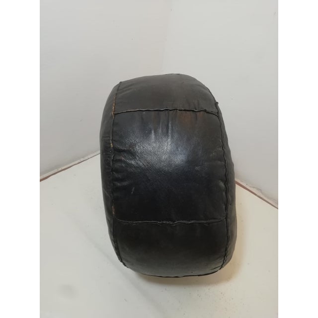 1970s Vintage Berber Leather Ottoman, 1970s For Sale - Image 5 of 7