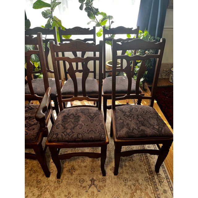 Wood Set of 8 Late 19th Century Eastlake Walnut Dining Chairs For Sale - Image 7 of 10