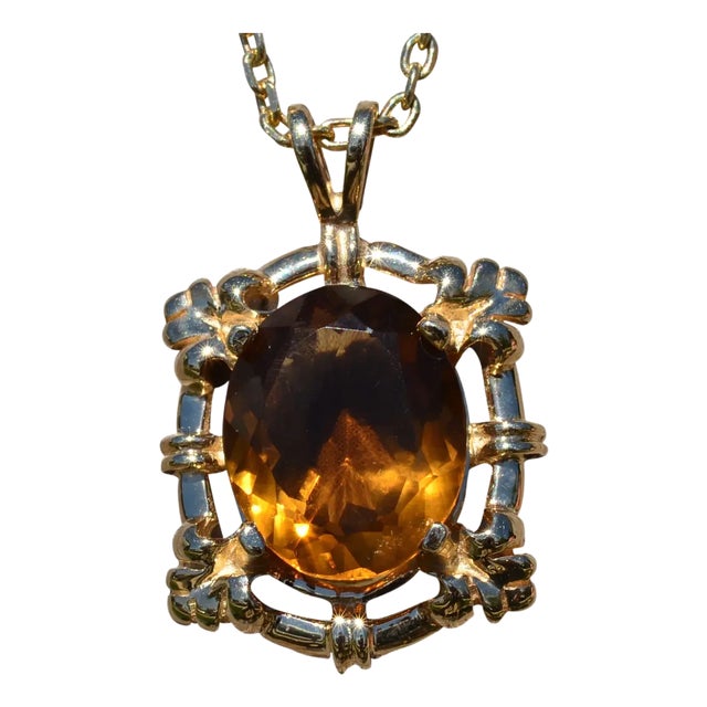 Ladies Bold 14K Yellow Gold Necklace set with Citrine For Sale