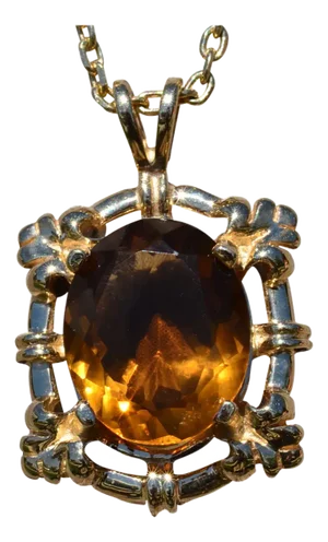 Ladies Bold 14K Yellow Gold Necklace set with Citrine