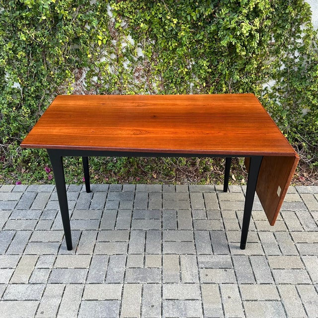 Mid-Century Modern 1970s Restored Danish Modern Rosewood Drop Leaf Expandable Writing Desk For Sale - Image 3 of 9