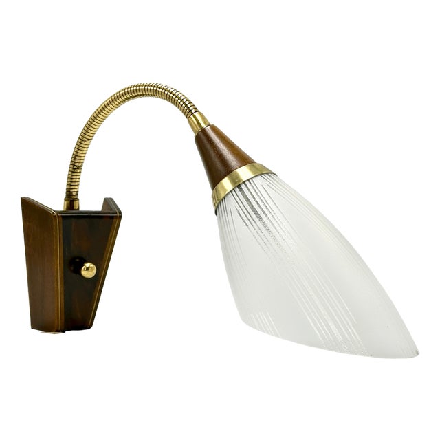 Mid-Century Scandinavian Modern Teak & Brass Sconce, 1960s For Sale