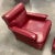 Wood American Art Deco Club Chair & Ottoman in Red Naugahyde - a Pair For Sale - Image 7 of 13
