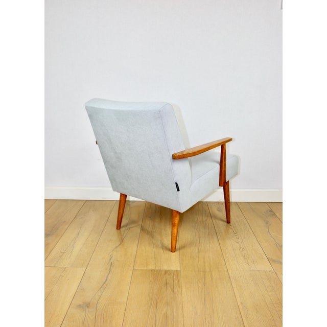 Wood Vintage Armchair with Armrests Loft in Blue Sky, 1970s For Sale - Image 7 of 10